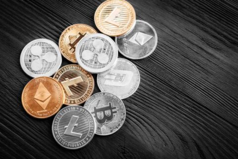 silver golden coins with bitcoin 1