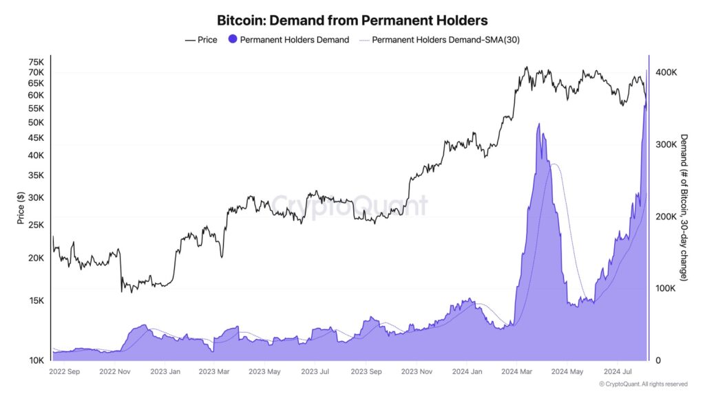 Son 30 günde 400 bin BTC'nin "kalıcı holder" adreslerine taşındığını belirten CryptoQuant CEO'su Ki Young Ju, "Perde arkasında bir şeyler döndüğüne oldukça eminim." yazdı.